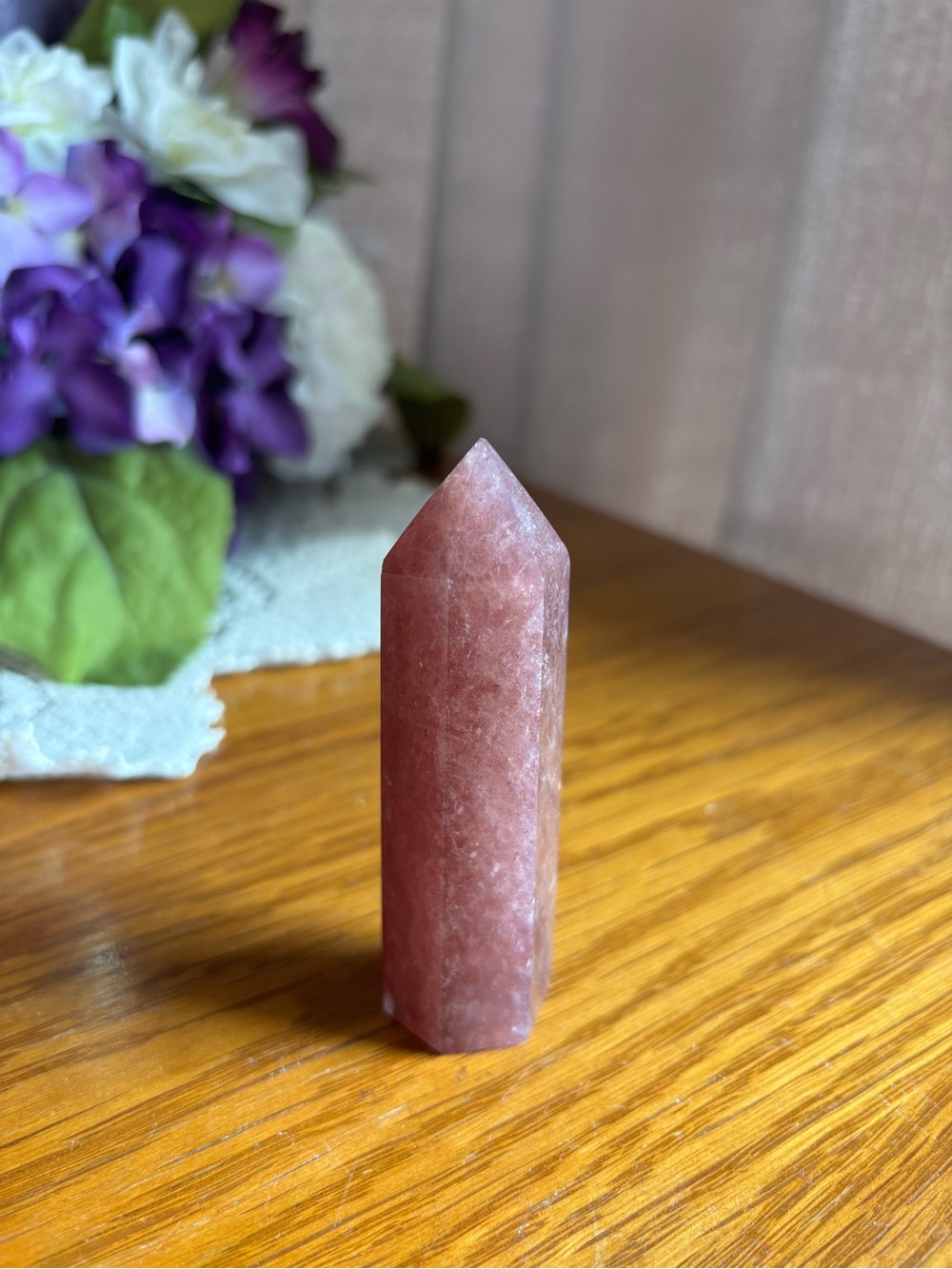 Strawberry Quartz Tower - Pink/Red Crystal Point